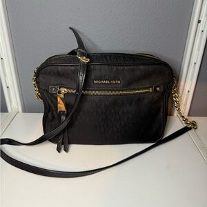 Michael Kors Black Crossbody Bag with Gold Accents